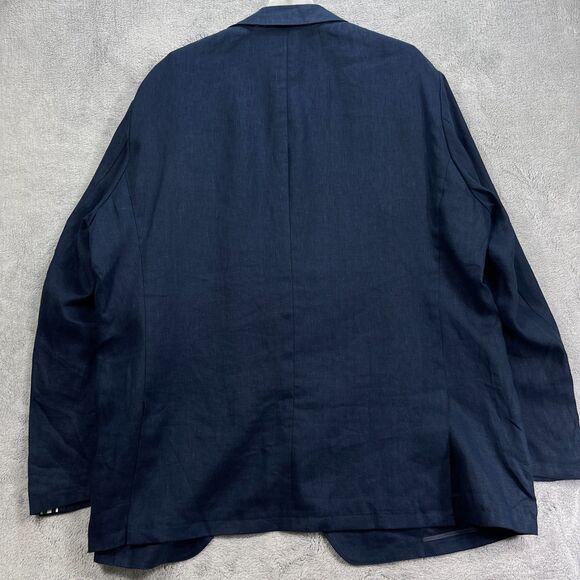 Sene Studio Blazer Jacket Mens 52R Blue Single Breasted Linen Formal - Picture 2 of 15